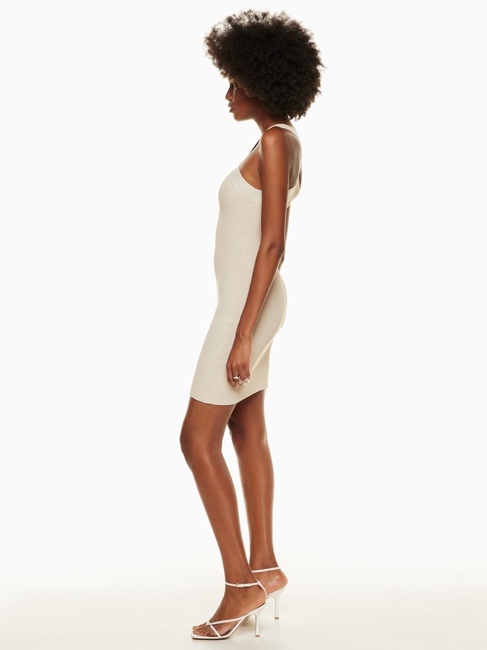 Aritzia Babaton Sculpt Knit Criss Cross Dress Cream Size Medium - Picture 3 of 12